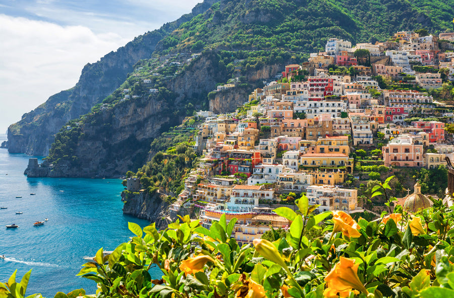 Akustikbild Slim Positano, Amalfiküste (80 x 120 cm) – Handveredelter Kunstdruck auf Leinwand