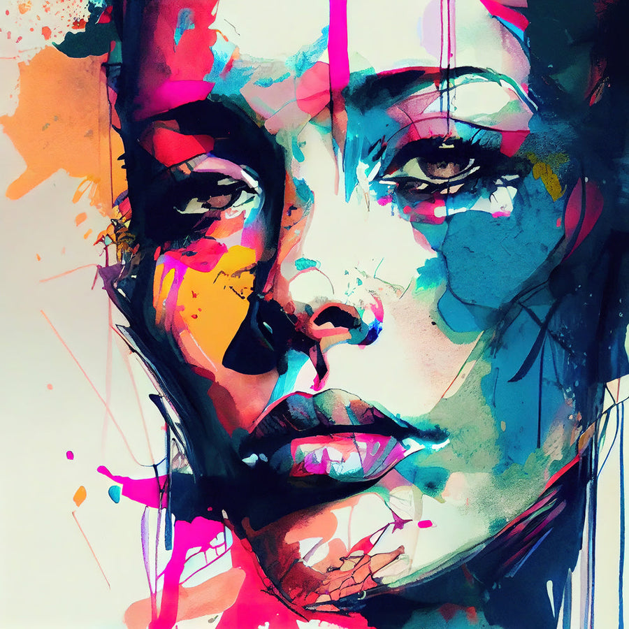 Akustikbild Slim Graffiti Schönheit in Pink (80 x 80 cm) – Handveredelter Kunstdruck auf Leinwand