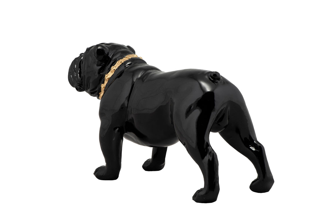 Skulptur Bulldogge mit goldenem Halsband