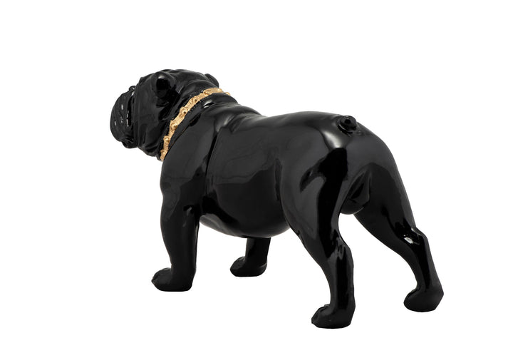 Skulptur Bulldogge mit goldenem Halsband