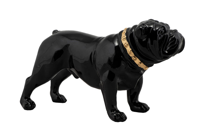 Skulptur Bulldogge mit goldenem Halsband