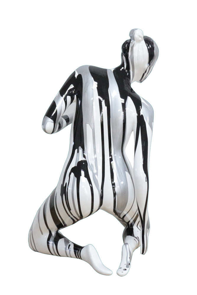 Skulptur Akt in Silber-Schwarz