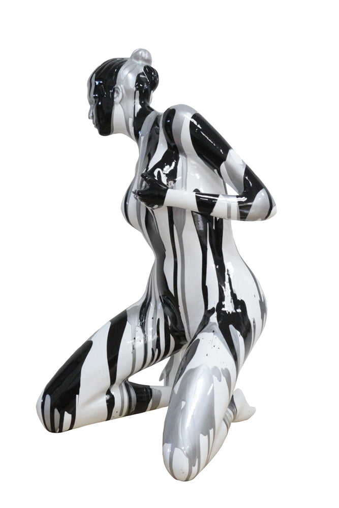 Skulptur Akt in Silber-Schwarz