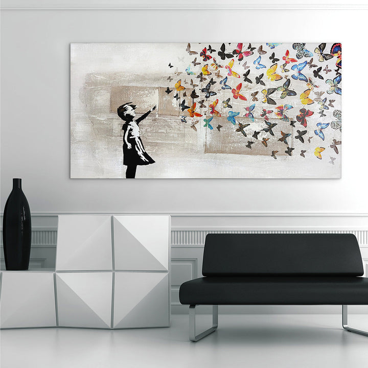 Butterfly Girl (70 x 140 cm) – Handgemaltes Acrylgemälde