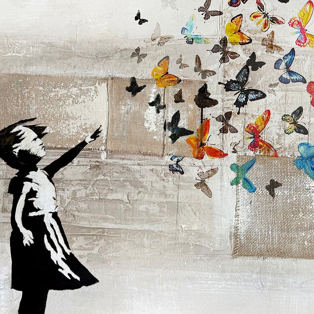 Butterfly Girl (70 x 140 cm) – Handgemaltes Acrylgemälde