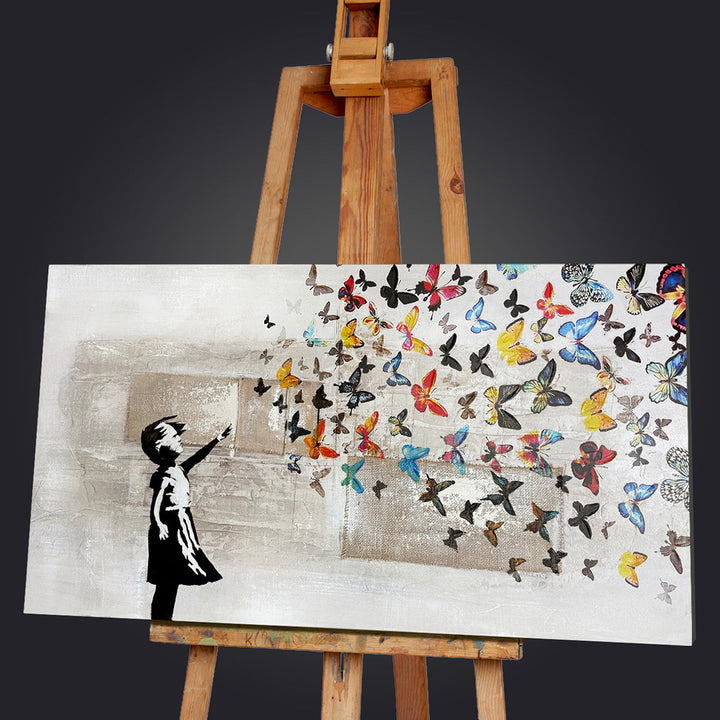 Butterfly Girl (70 x 140 cm) – Handgemaltes Acrylgemälde