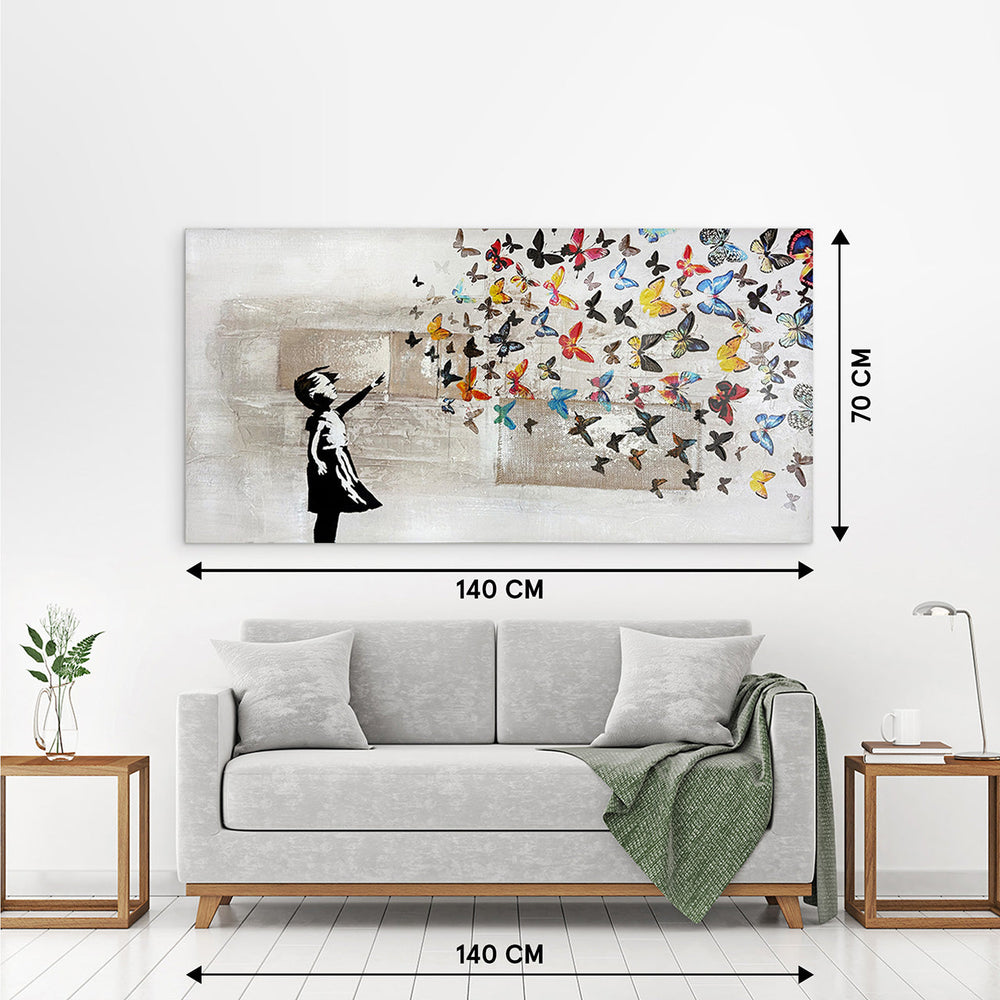 Butterfly Girl (70 x 140 cm) – Handgemaltes Acrylgemälde