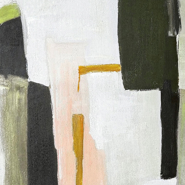 Olive Colour Blocks (100 x 100 cm) – Handveredelter Kunstdruck auf Leinwand