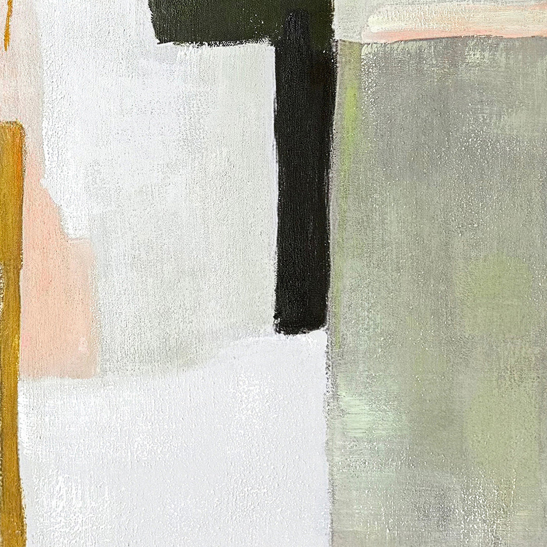 Olive Colour Blocks (100 x 100 cm) – Handveredelter Kunstdruck auf Leinwand