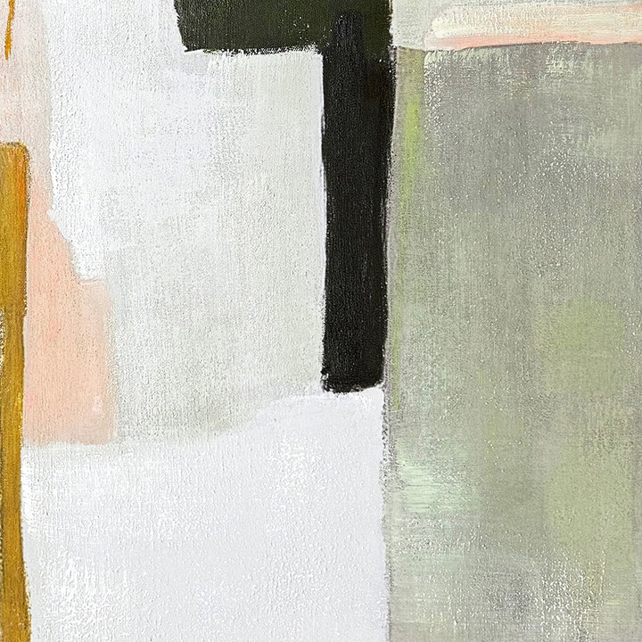 Olive Colour Blocks (100 x 100 cm) – Handveredelter Kunstdruck auf Leinwand