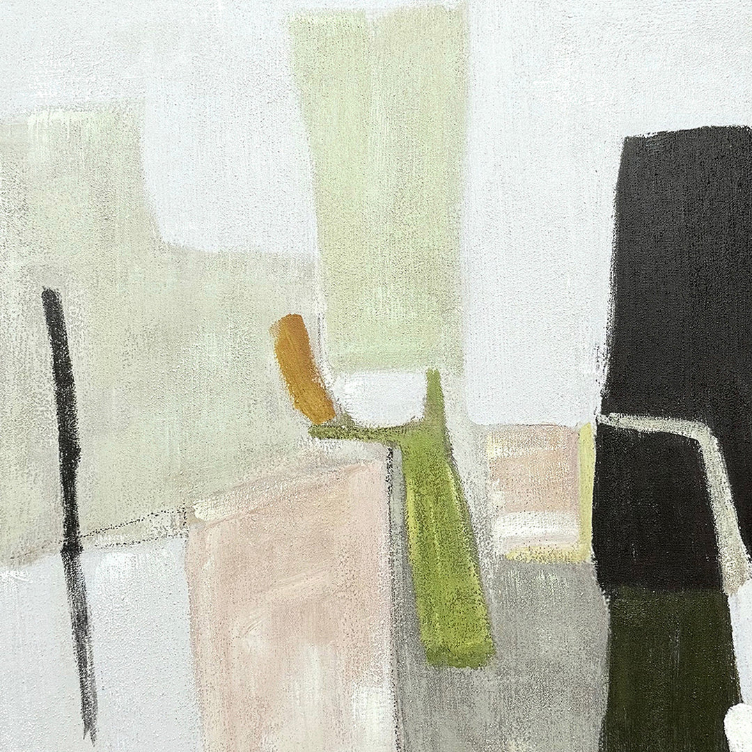 Olive Colour Blocks (100 x 100 cm) – Handveredelter Kunstdruck auf Leinwand