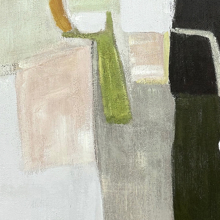Olive Colour Blocks (100 x 100 cm) – Handveredelter Kunstdruck auf Leinwand