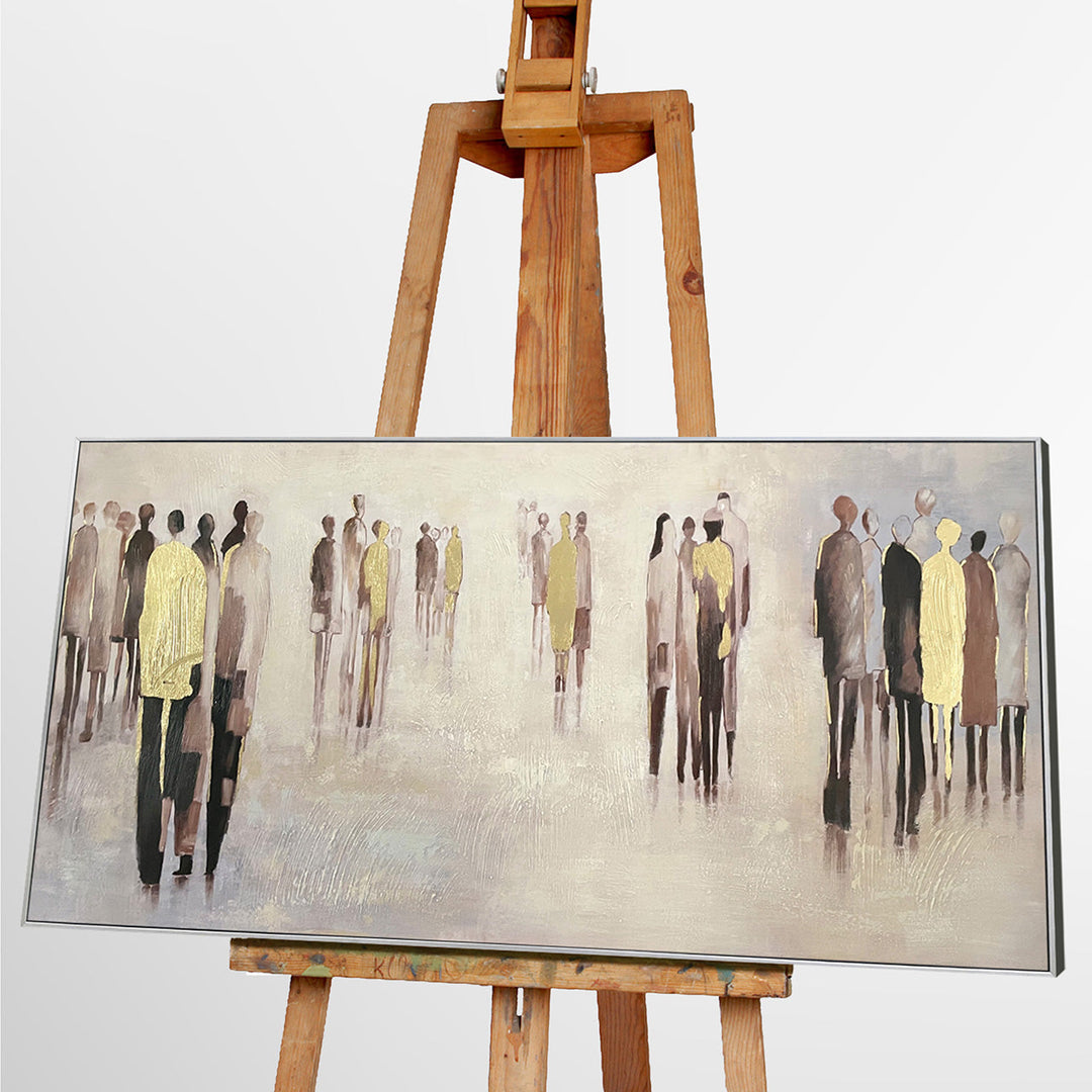 Gold People – Handveredelter Kunstdruck auf Leinwand