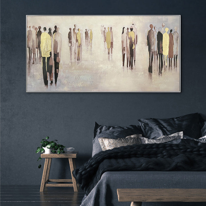 Gold People – Handveredelter Kunstdruck auf Leinwand