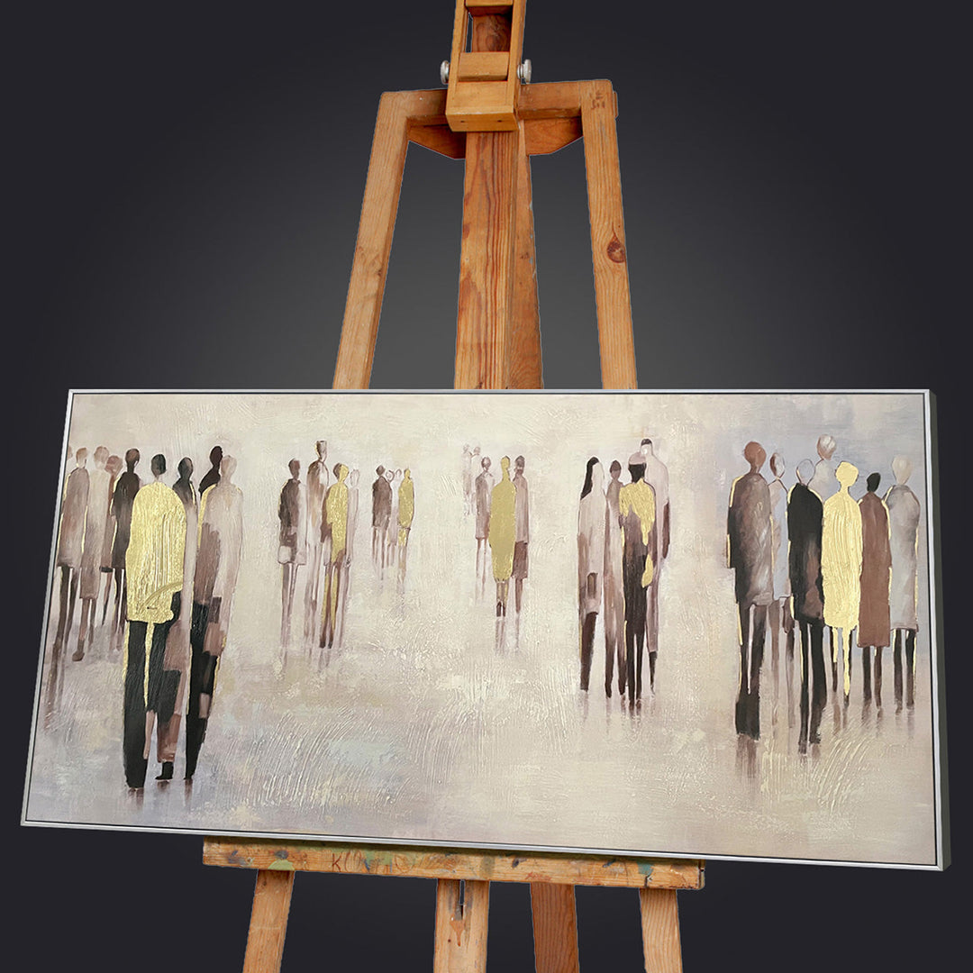 Gold People – Handveredelter Kunstdruck auf Leinwand
