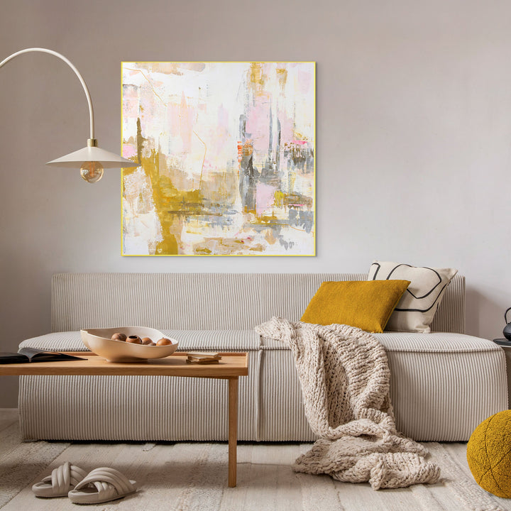 New Age Yellow 1 – Wandbild, Giclée von Hand veredelt