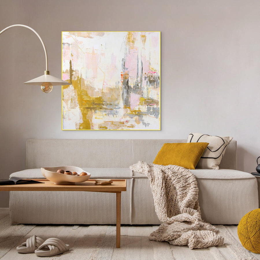 New Age Yellow 1 – Wandbild, Giclée von Hand veredelt