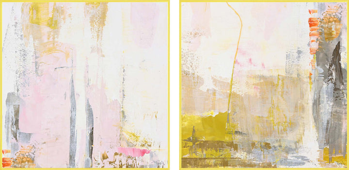 New Age Yellow 2+3 – Wandbild, Giclée von Hand veredelt, quadratisch