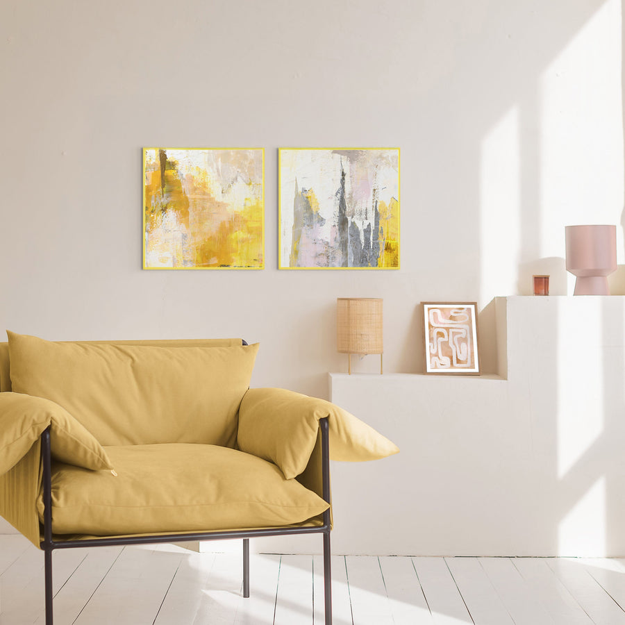 New Age Yellow 2+3 – Wandbild, Giclée von Hand veredelt