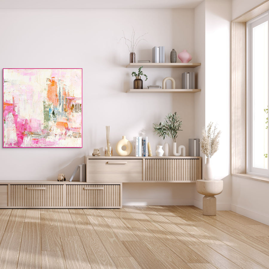 New Age Pink 1 – Wandbild, Giclée von Hand veredelt