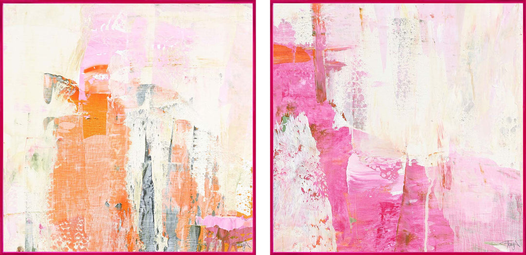 New Age Pink 2+3 – Wandbild, Giclée von Hand veredelt, quadratisch