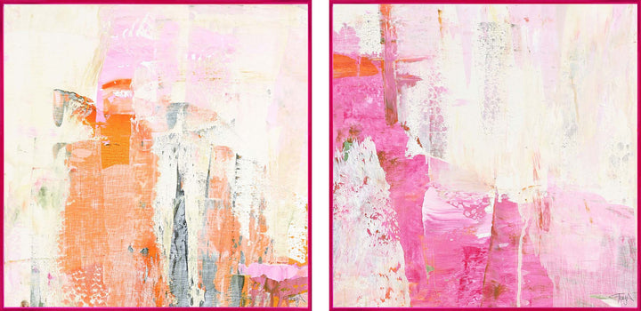 New Age Pink 2+3 – Wandbild, Giclée von Hand veredelt, quadratisch