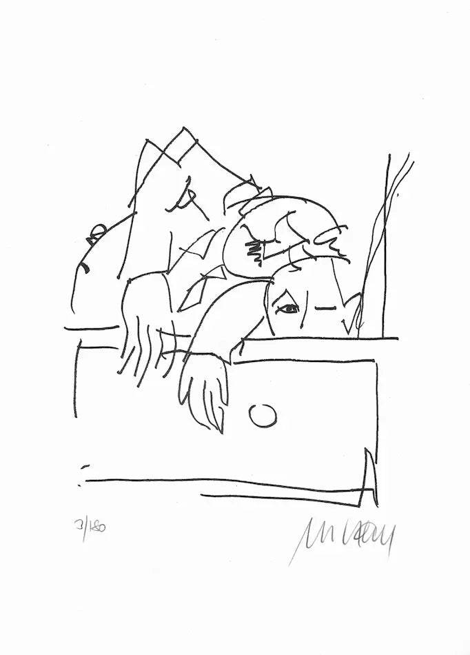 "Vater mit Sohn" | Armin Mueller-Stahl Glicée mit Rahmen und Museumsglas