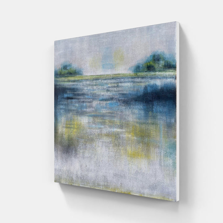 "Abstrakte Landschaft in Grün/Blau"