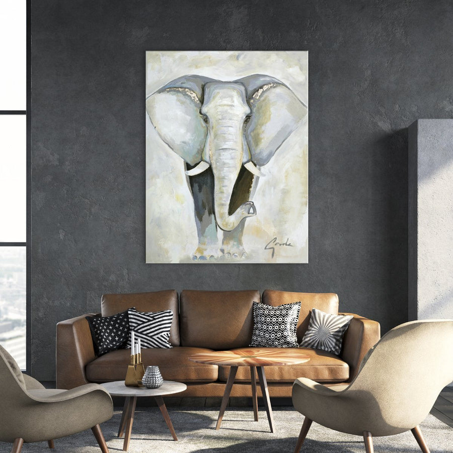 Elephant Time – Wandbild Elefant handgemalt