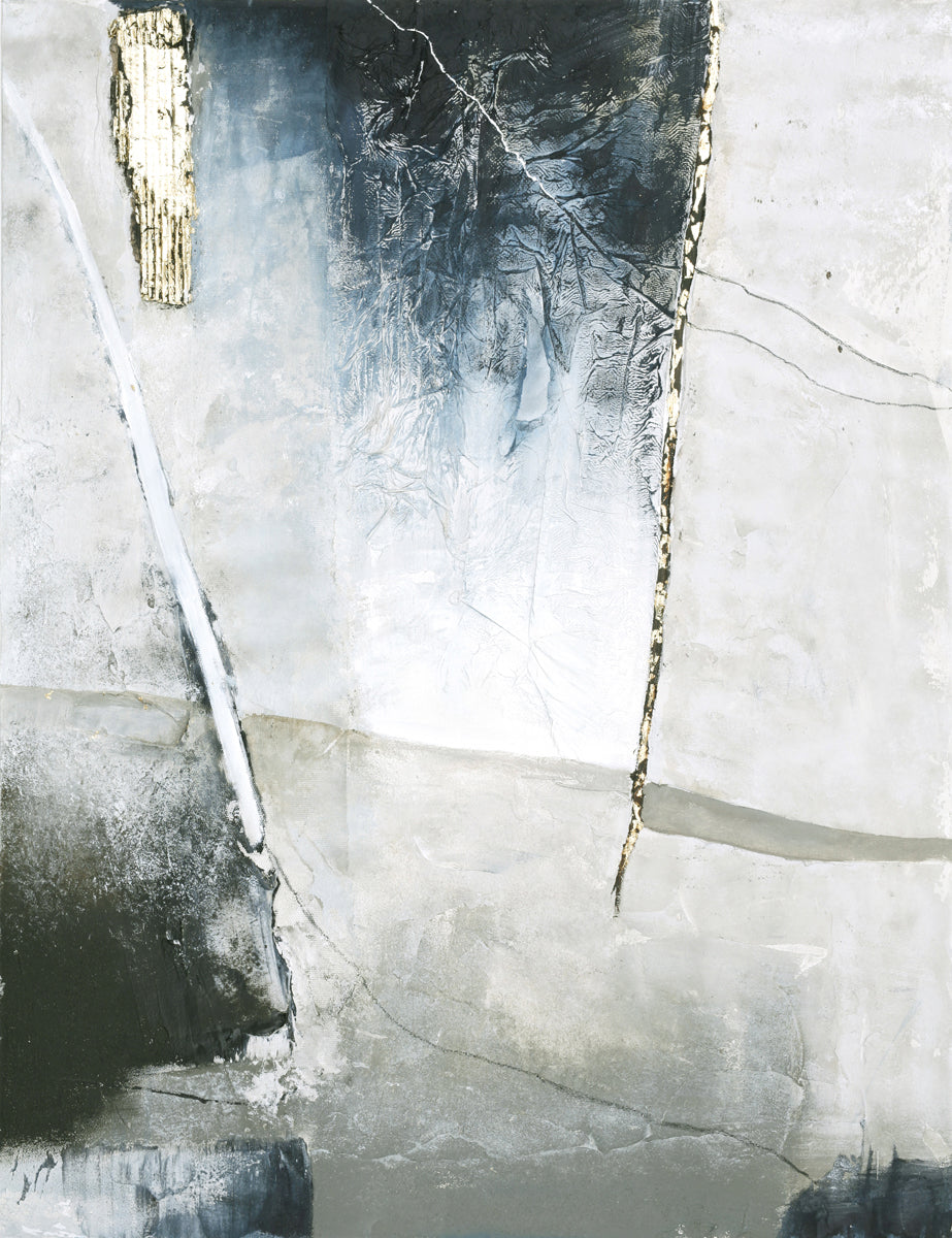 Golden Blue 1 – Strukturbild handgemalt, Hochformat