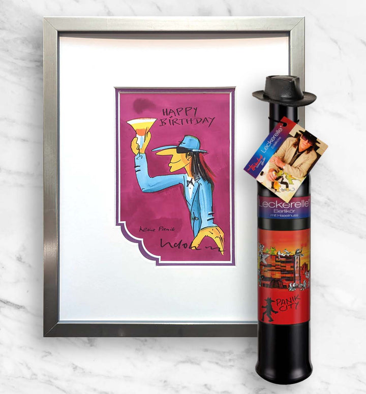 Geburtstags- Geschenkpaket: Miniprint + Leckerelle | Udo Lindenberg