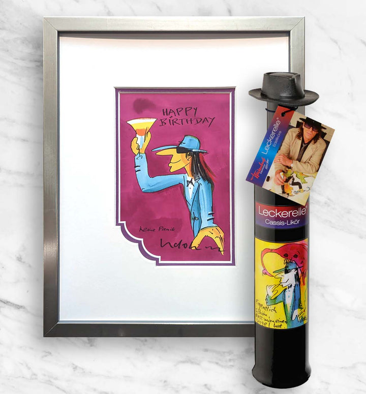 Geburtstags- Geschenkpaket: Miniprint + Leckerelle | Udo Lindenberg