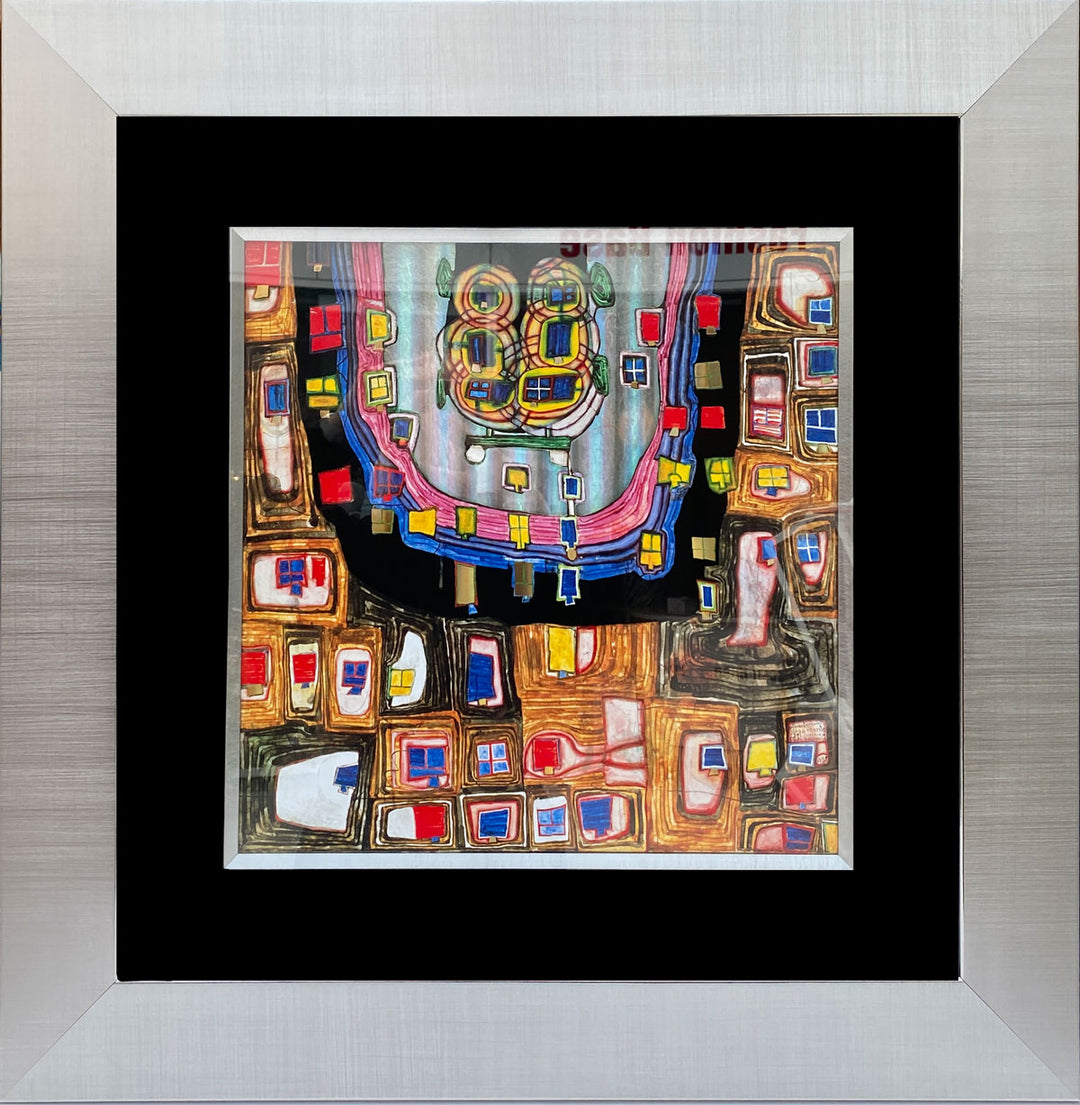 "Geburt des Automobiles" | Friedensreich Hundertwasser mit Rahmen