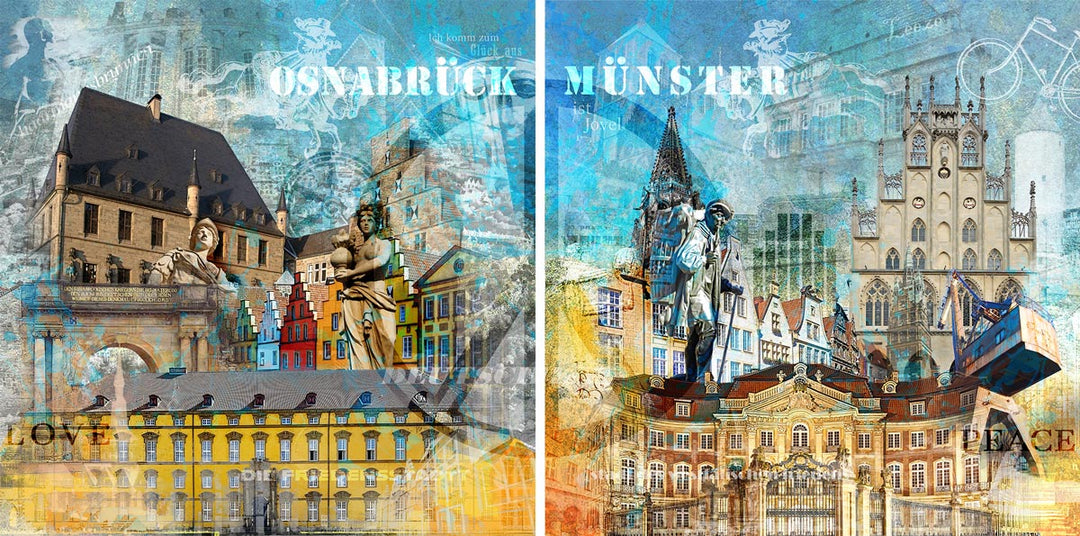 Osnabrück und Münster-Friedensbild Collage 2023 (Set)