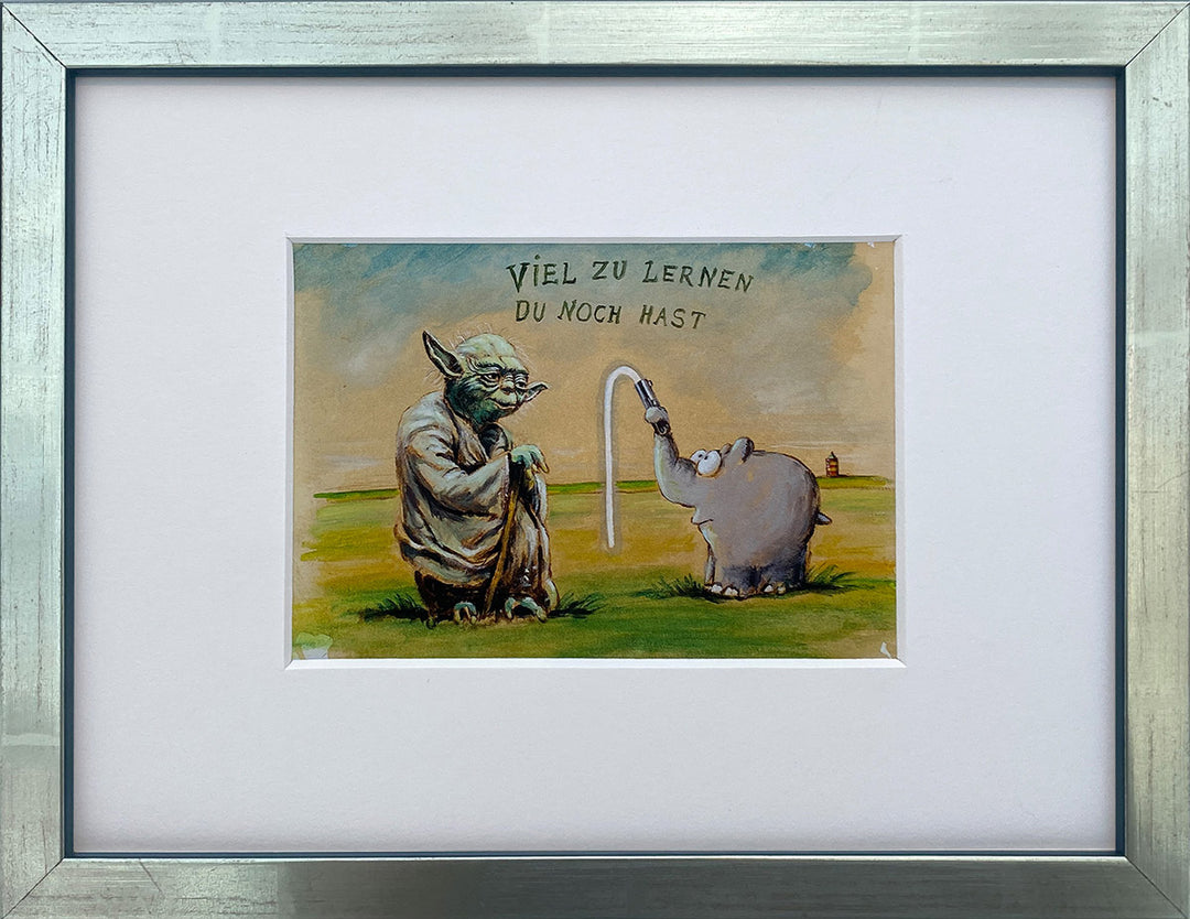 "Viel zu lernen du noch hast" | Otto Waalkes Miniprint mit Rahmen + Passepartout