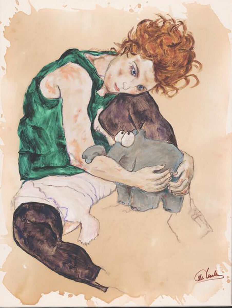 "Sitzende Frau mit Kuscheltier" | Otto Waalkes