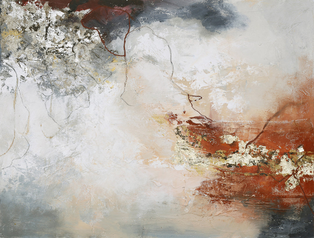 Sunset – Florales Strukturbild handgemalt, Querformat