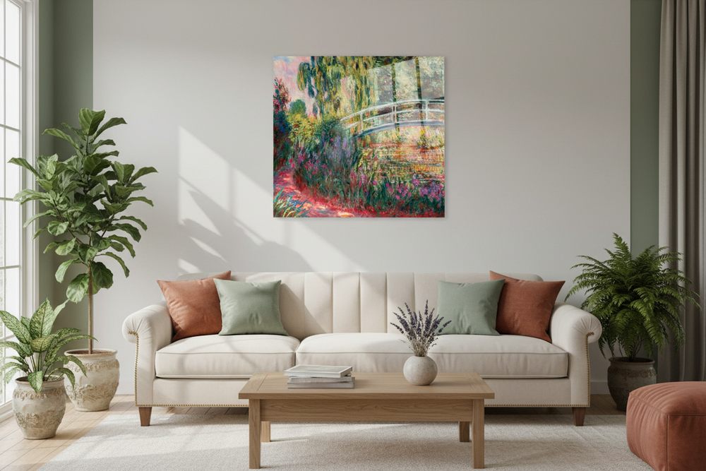 Acrylbild über Sofa mit Spiegelung