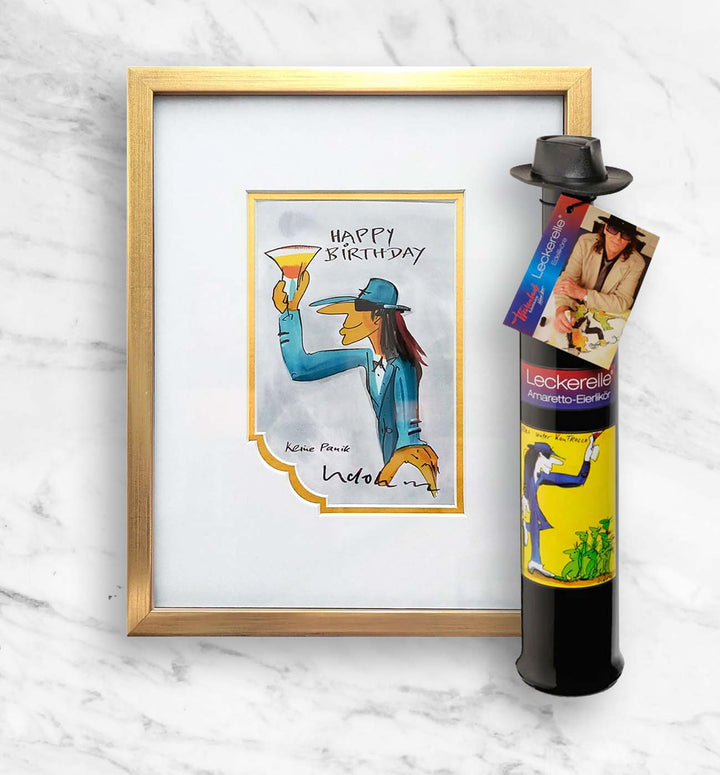 Geburtstags- Geschenkpaket: Miniprint + Leckerelle | Udo Lindenberg