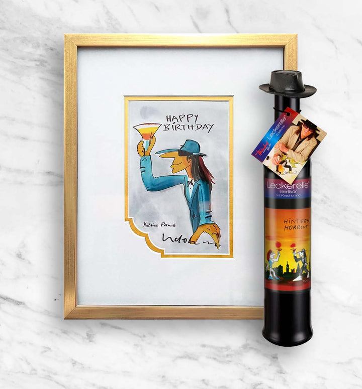 Geburtstags- Geschenkpaket: Miniprint + Leckerelle | Udo Lindenberg