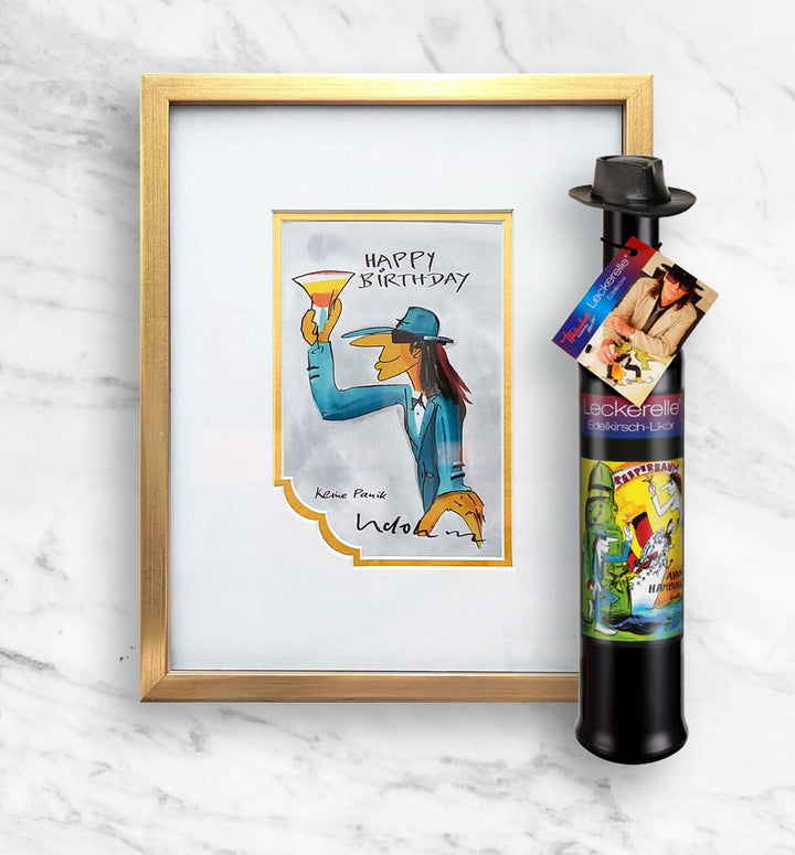 Geburtstags- Geschenkpaket: Miniprint + Leckerelle | Udo Lindenberg