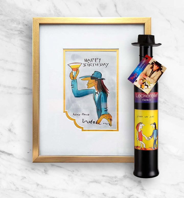 Geburtstags- Geschenkpaket: Miniprint + Leckerelle | Udo Lindenberg