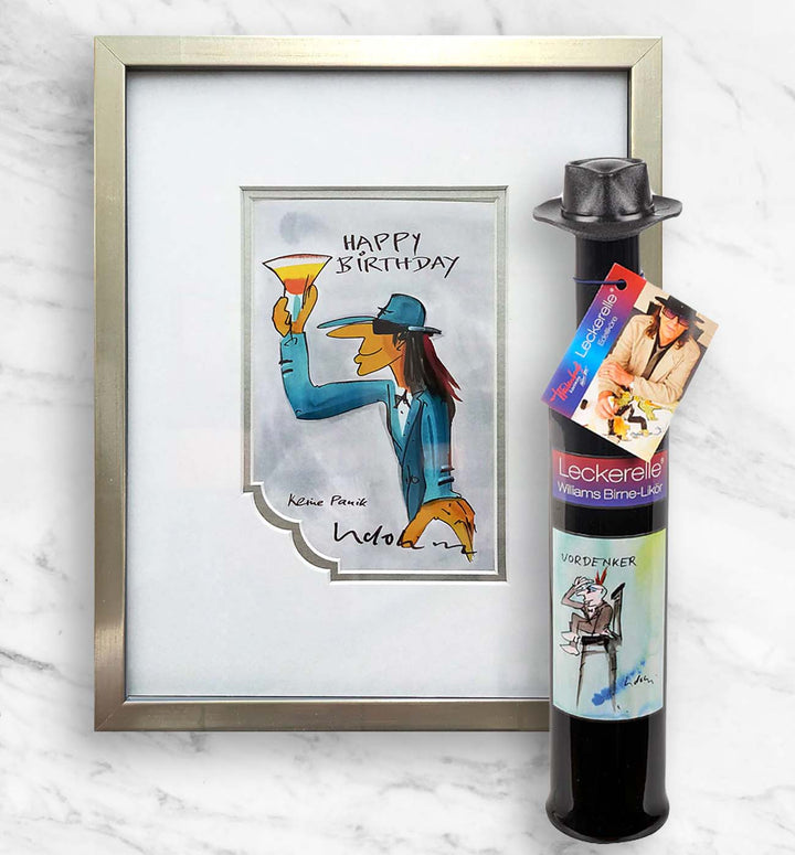 Geburtstags- Geschenkpaket: Miniprint + Leckerelle | Udo Lindenberg