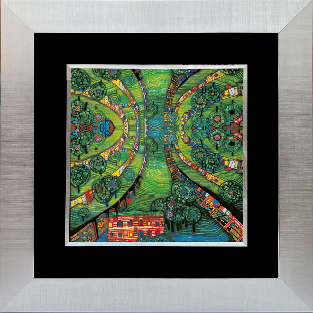 "Green Town" | Friedensreich Hundertwasser mit Rahmen