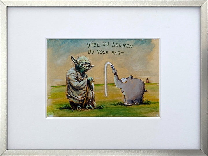 "Viel zu lernen du noch hast" | Otto Waalkes Miniprint mit Rahmen + Passepartout