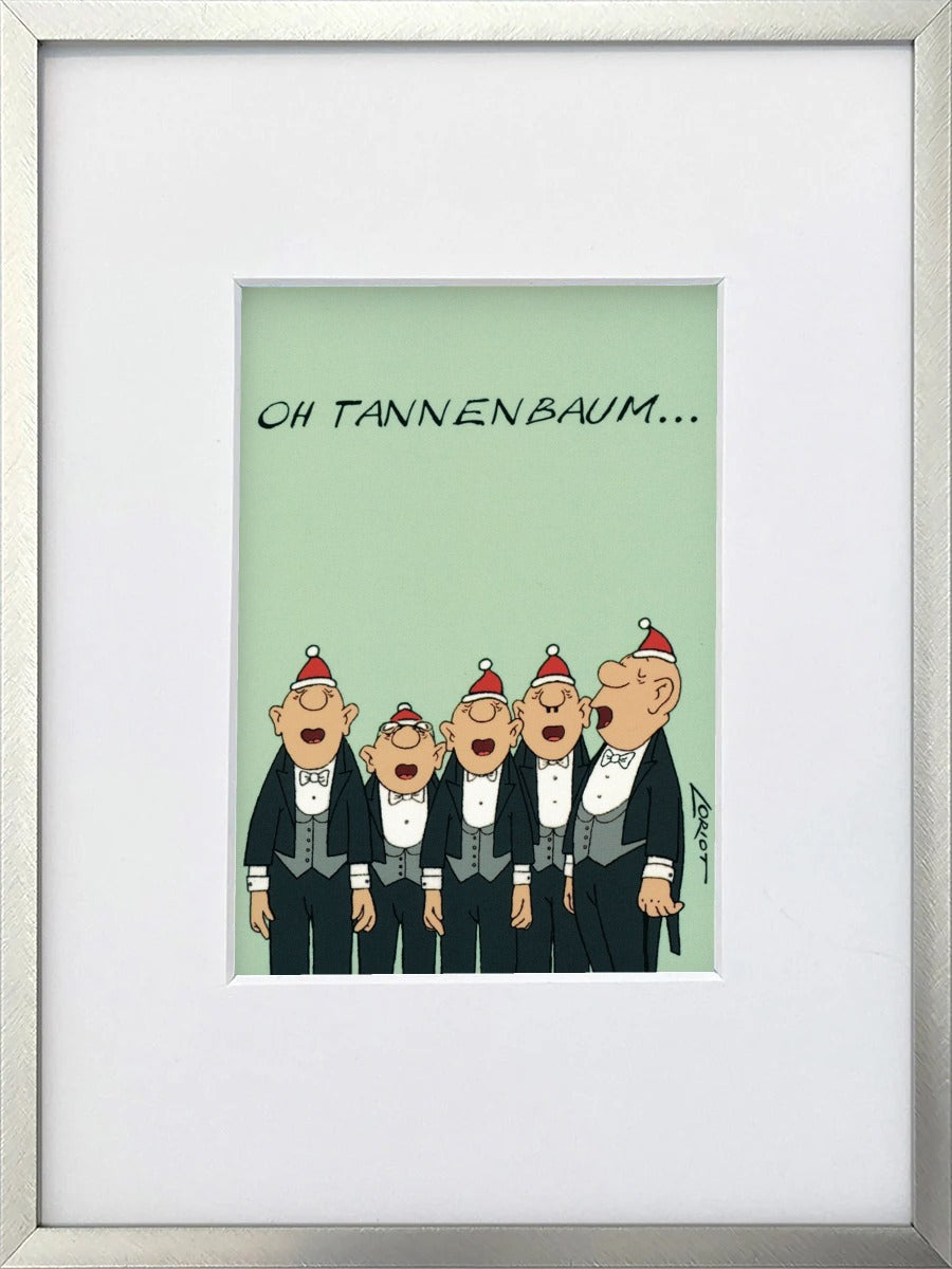 Loriot „Oh Tannenbaum…“ als gerahmter Miniprint im silbernen Metallrahmen mit Passepartout