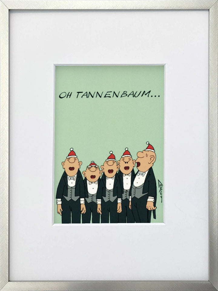 Loriot „Oh Tannenbaum…“ als gerahmter Miniprint im silbernen Metallrahmen mit Passepartout