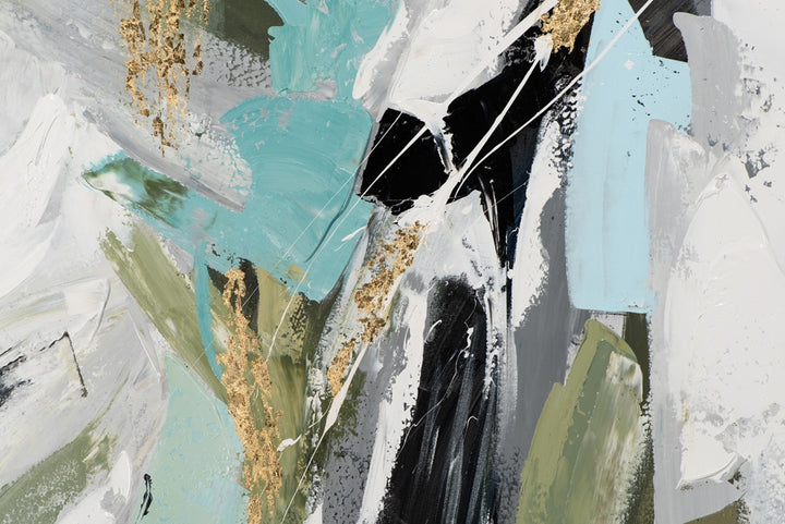 Abstrakt in Hellblau und Oliv