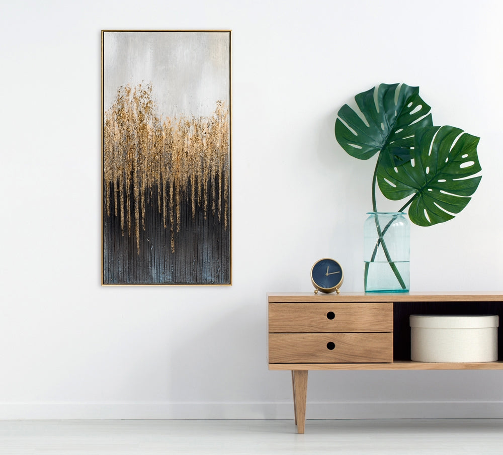 Abstrakt in Grau und Gold-Glitzer