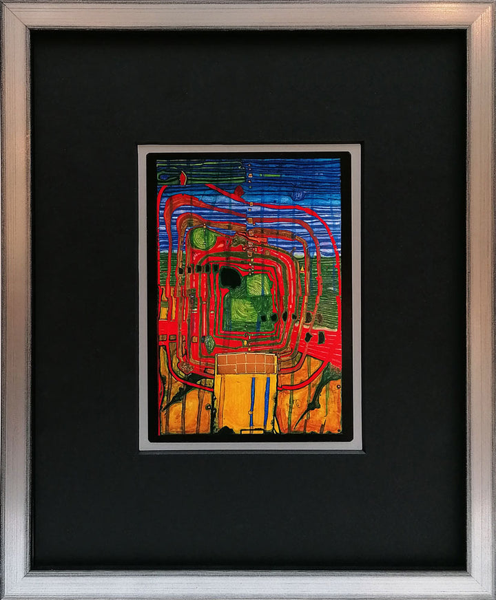 "Hommage Au Tachisme" | Friedensreich Hundertwasser Miniprint mit Rahmen